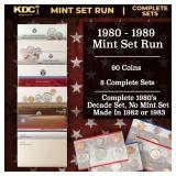 1980-1989 Full Decade Mint Set Run - 96 Coins, 8 C