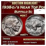 1938-d/s Buffalo Nickel Near Top Pop 5c ms67+ SEGS