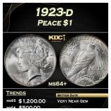 1923-d Peace Dollar $1 Grades ms64+