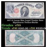 1917 $1 Large Size Legal Tender Note Grades vf+ Si