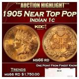 1905 Indian Cent Near Top Pop! 1c ms66 rd SEGS