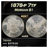 1878-p 7tf Morgan Dollar $1 Grades ms62