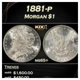 1881-p Morgan Dollar $1 Grades ms65+