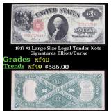 1917 $1 Large Size Legal Tender Note Grades xf Sig