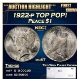 1922-p Peace Dollar TOP POP! $1 ms67 SEGS