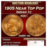 1905 Indian Cent Near Top Pop 1c ms66+ rd SEGS