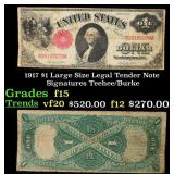 1917 $1 Large Size Legal Tender Note Grades f+ Sig