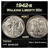 1942-s Walking Liberty Half Dollar 50c Grades ms65