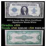 1923 $1 large size Silver Certificate Grades vf+ S