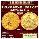 1912-p Gold Indian Quarter Eagle Near Top Pop! $2