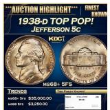 1938-d Jefferson Nickel TOP POP! 5c ms68+ 5FS SEGS