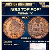 1892 Indian Cent TOP POP! 1c ms66 rb SEGS