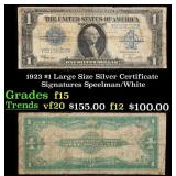 1923 $1 large size Silver Certificate Grades f+ Si
