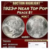 1923-p Peace Dollar Near Top Pop $1 ms66+ SEGS