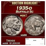 1935-d Buffalo Nickel 5c ms66 SEGS