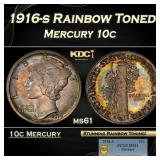 PCGS 1916-s Mercury Dime Rainbow Toned 10c ms61 PC