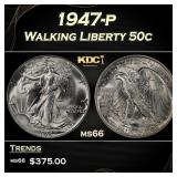 1947-p Walking Liberty Half Dollar 50c Grades ms66