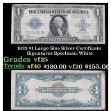 1923 $1 large size Silver Certificate Grades vf+ S