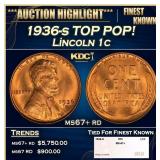 1936-s Lincoln Cent TOP POP! 1c ms67+ rd SEGS