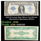 1923 $1 large size Silver Certificate Grades xf Si