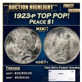 1923-p Peace Dollar TOP POP! $1 ms67+ SEGS