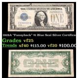 1928A $1 Blue Seal Silver Certificate "Funnyback"