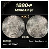 1880-p Morgan Dollar $1 Grades ms65