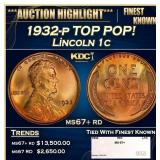 1932-p Lincoln Cent TOP POP! 1c ms67+ rd SEGS