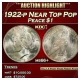 1922-p Peace Dollar Near Top Pop $1 ms66+ SEGS