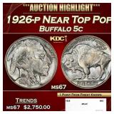 1926-p Buffalo Nickel Near Top Pop 5c ms67 SEGS