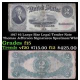 1917 $2 Large Size Legal Tender Note Thomas Jeffer