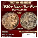 1930-p Buffalo Nickel Near Top Pop 5c ms66+ SEGS
