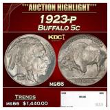1923-p Buffalo Nickel 5c ms66 SEGS