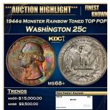 1944-s Washington Quarter Monster Rainbow Toned TO