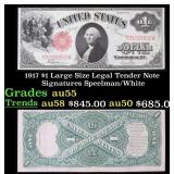 1917 $1 Large Size Legal Tender Note Grades Choice
