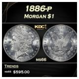 1886-p Morgan Dollar $1 Grades ms66