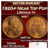1920-p Lincoln Cent Near Top Pop! 1c ms67 rd SEGS