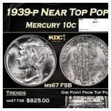 1939-p Mercury Dime Near Top Pop 10c ms67 FSB SEGS