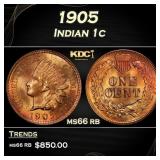 1905 Indian Cent 1c Grades ms66 rb