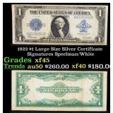 1923 $1 large size Silver Certificate Grades xf+ S