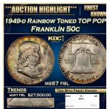1949-d Franklin Half Dollar Rainbow Toned TOP POP!