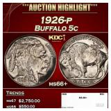 1926-p Buffalo Nickel 5c ms66+ SEGS