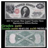 1917 $1 Large Size Legal Tender Note Grades Select