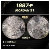 1887-p Morgan Dollar $1 Grades ms63+