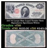1917 $1 Large Size Legal Tender Note Grades vf++ S