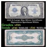 1923 $1 large size Silver Certificate Grades vf+ S