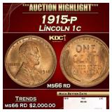 1915-p Lincoln Cent 1c ms66 rd SEGS