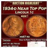 1934-d Lincoln Cent Near Top Pop 1c ms67 rd SEGS