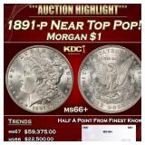 1891-p Morgan Dollar Near Top Pop! $1 ms66+ SEGS