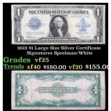 1923 $1 large size Silver Certificate Grades vf+ S